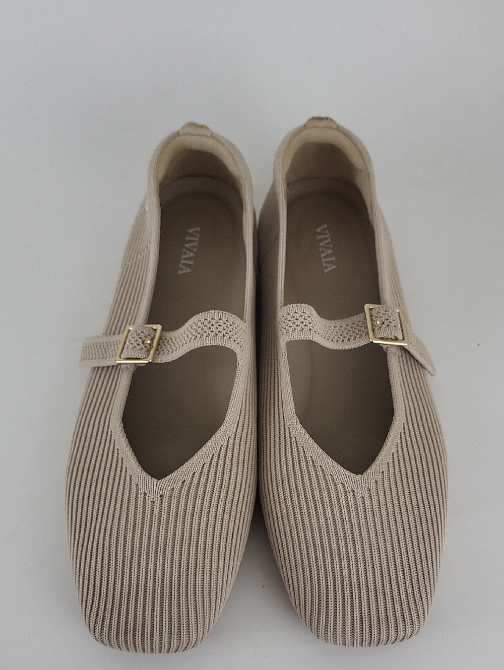 Vivaia Square-Toe Mary Janes Margot Flats in Almond Size US 7.5 / EU 38.5 - Picture 2 of 12